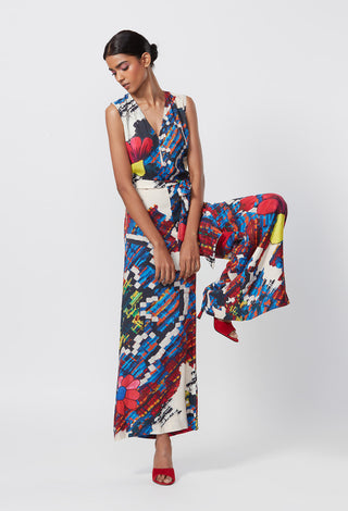 Saaksha & Kinni-Multicolor Abstract Floral Jumpsuit-INDIASPOPUP.COM