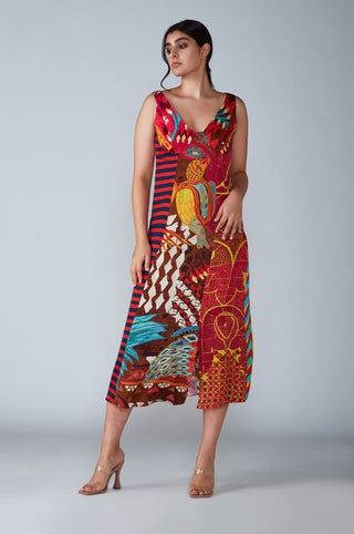 Saaksha & Kinni-Multicolor Abstract Print Summer Dress-INDIASPOPUP.COM