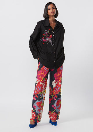 Saaksha & Kinni-Black Oversized Shirt And Floral Pants-INDIASPOPUP.COM