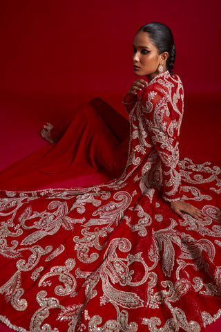 Bhumika Sharma-Red Embroidered Jacket And Gharara Set-INDIASPOPUP.COM