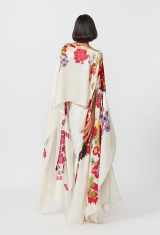 Saaksha & Kinni-Ivory Abstract Floral Cape And Skirt-INDIASPOPUP.COM