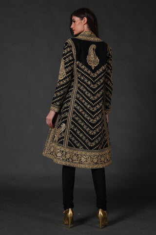 Rohit Bal-Black Chanderi Silk Kurta Set-INDIASPOPUP.COM