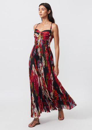 Saaksha & Kinni-Multicolor Abstract Pleated Maxi Dress-INDIASPOPUP.COM