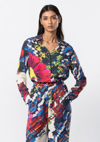 Saaksha & Kinni-Multicolor Abstract Floral Shirt-INDIASPOPUP.COM