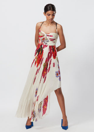 Saaksha & Kinni-Ivory Abstract Floral Dress-INDIASPOPUP.COM