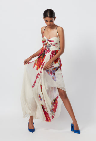 Saaksha & Kinni-Ivory Abstract Floral Dress-INDIASPOPUP.COM