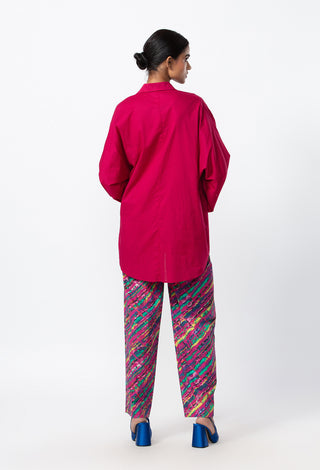 Saaksha & Kinni-Pink Shirt And Abstract Trousers-INDIASPOPUP.COM