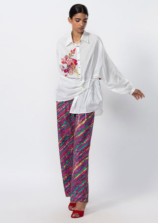 Saaksha & Kinni-White Oversized Shirt And Pants-INDIASPOPUP.COM