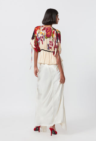 Saaksha & Kinni-Ivory Floral Pleated Blouse And Skirt-INDIASPOPUP.COM