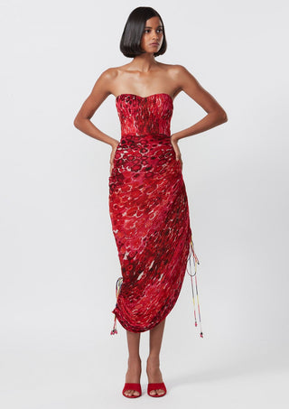 Saaksha & Kinni-Red Pink Strapless Corset Dress-INDIASPOPUP.COM