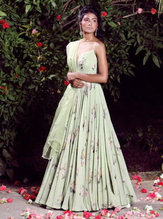 Mahima Mahajan - Sage Printed Anarkali - INDIASPOPUP.COM