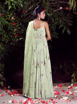 Mahima Mahajan - Sage Printed Anarkali - INDIASPOPUP.COM