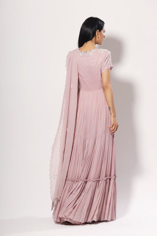 Mahima Mahajan - Lilac Tiered Anarkali Set - INDIASPOPUP.COM