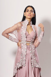 Mahima Mahajan - Lilac Embellished Jacket Set - INDIASPOPUP.COM