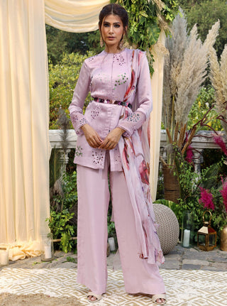 Mahima Mahajan-Lilac Satin Kurti With Pant-INDIASPOPUP.COM