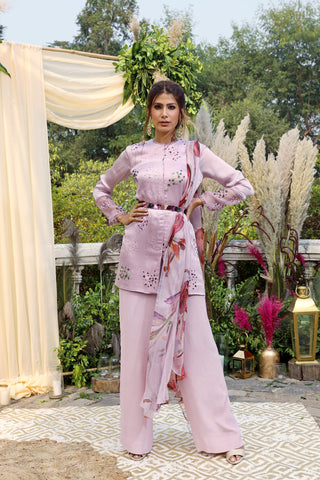 Mahima Mahajan-Lilac Satin Kurti With Pant-INDIASPOPUP.COM