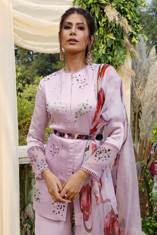 Mahima Mahajan-Lilac Satin Kurti With Pant-INDIASPOPUP.COM