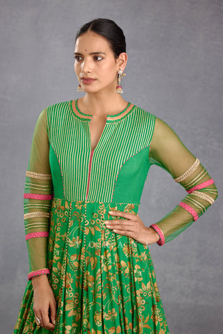 Torani-Green Shirin Anarkali Jacket Set-INDIASPOPUP.COM