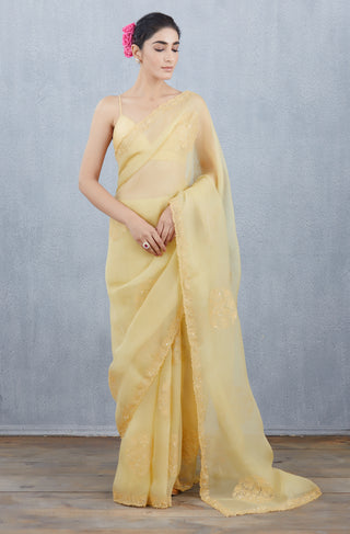 Torani-Yellow Sunhera Aadira Saree-INDIASPOPUP.COM