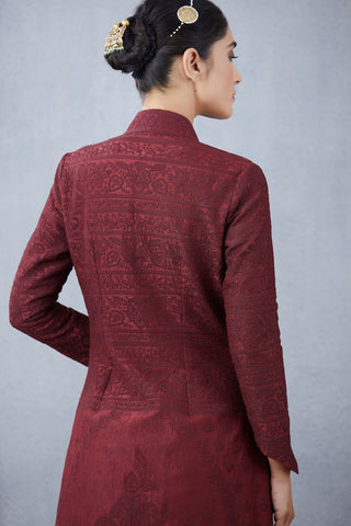 Torani-Maroon Rati Jaloba Dress With Jacket-INDIASPOPUP.COM