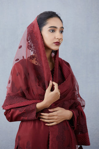 Torani-Maroon Vedika Kurta Sharara Set-INDIASPOPUP.COM