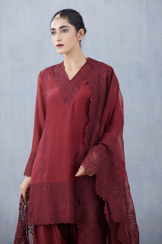 Torani-Maroon Sloka Kurta Set-INDIASPOPUP.COM