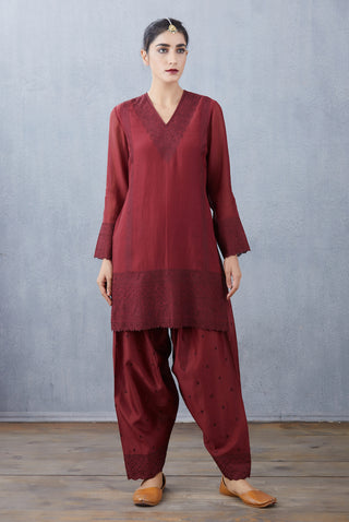 Torani-Maroon Sloka Kurta Set-INDIASPOPUP.COM