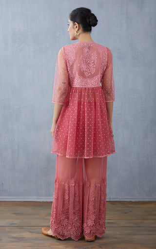 Torani-Old Rose Gulaab Pravya Kedia With Pants-INDIASPOPUP.COM