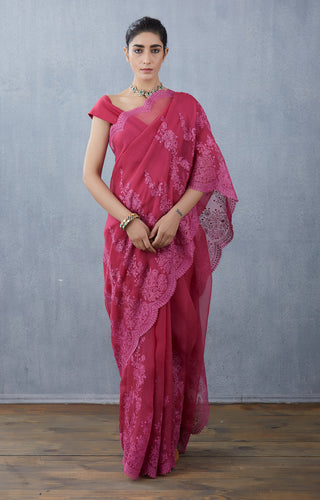 Torani-Scarlet Gulkand Farrin Saree-INDIASPOPUP.COM