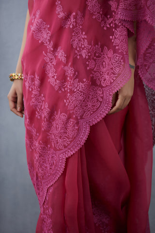 Torani-Scarlet Gulkand Farrin Saree-INDIASPOPUP.COM