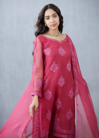 Torani-Scarlet Gulkand Aadrita Kurta Set-INDIASPOPUP.COM