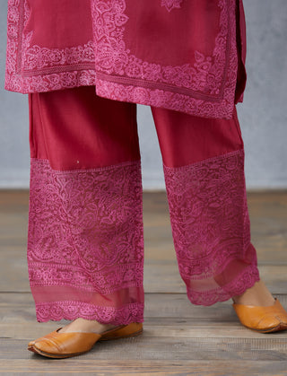 Torani-Scarlet Gulkand Aadrita Kurta Set-INDIASPOPUP.COM