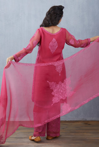 Torani-Scarlet Gulkand Aadrita Kurta Set-INDIASPOPUP.COM