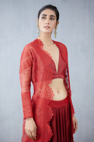 Torani-Ruby Surkh Davya Overlay Set-INDIASPOPUP.COM