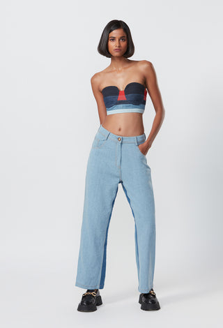 Saaksha & Kinni-Denim Blue Bustier And Jeans-INDIASPOPUP.COM