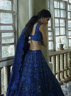 Mishru-Navy Blue Aster Lehenga Set-INDIASPOPUP.COM