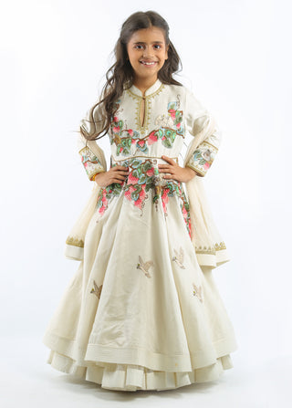 Bal Bachche-Ivory Embroidery Anarkali With Dupatta-INDIASPOPUP.COM