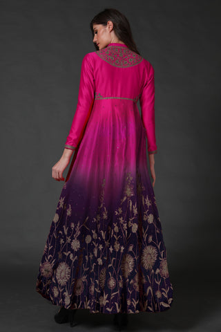 Rohit Bal-Fuchsia Ombre Anarkali Set-INDIASPOPUP.COM