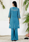 Devyani Mehrotra-Teal Blue Embellished Tunic Set-INDIASPOPUP.COM
