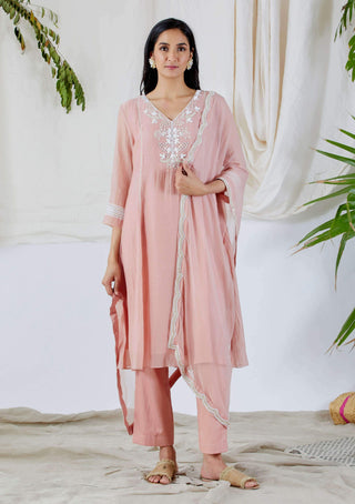 Devyani Mehrotra-Pink Embellished Bianca Kurta Set-INDIASPOPUP.COM