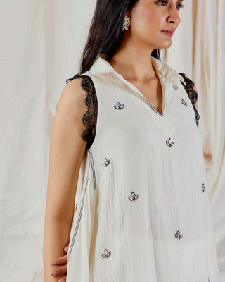 Devyani Mehrotra-Ivory Asymmetrical Tunic Set-INDIASPOPUP.COM