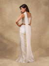 Ridhi Mehra - Ivory & Red Embroidered Drape Saree - INDIASPOPUP.COM