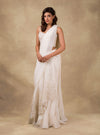 Ridhi Mehra - Ivory & Red Embroidered Drape Saree - INDIASPOPUP.COM