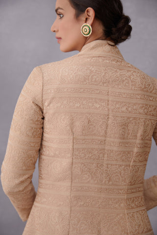 Torani-Natural Beige Chandan Dhuni Dress With Jacket-INDIASPOPUP.COM