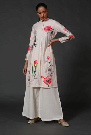 Balance By Rohit Bal-Ivory Digital Printed Tunic With Palazzo-INDIASPOPUP.COM