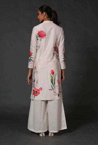 Balance By Rohit Bal-Ivory Digital Printed Tunic With Palazzo-INDIASPOPUP.COM