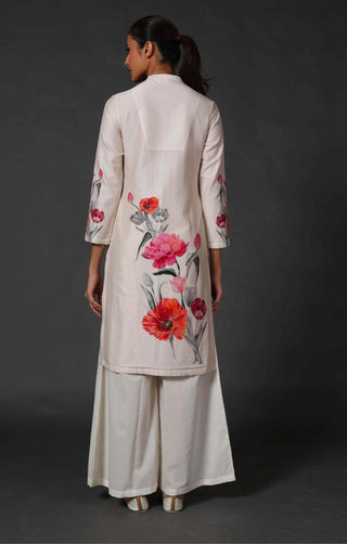 Balance By Rohit Bal-Ivory Chanderi Tunic With Palazzo-INDIASPOPUP.COM