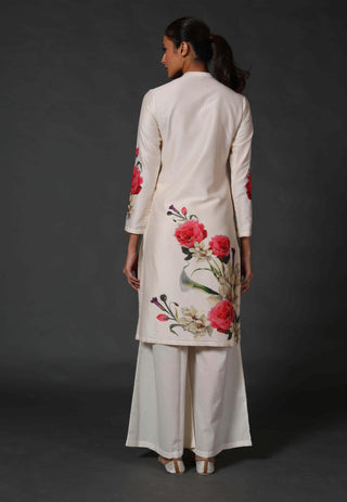 Balance By Rohit Bal-Ivory Chanderi Tunic With Palazzo-INDIASPOPUP.COM