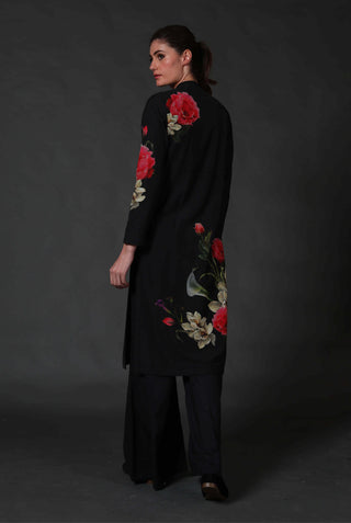 Balance By Rohit Bal-Black Chanderi Tunic With Palazzo-INDIASPOPUP.COM