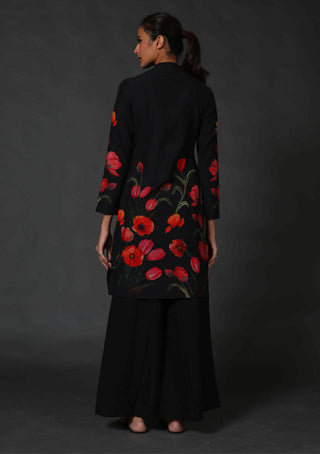 Balance By Rohit Bal-Black Chanderi Tunic With Palazzo-INDIASPOPUP.COM